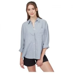 Tentree Women's Hemp Button Front Shirt - Blouse -Outdoor Apparel Sale Shop tentree womens hemp button front shirt blouse detail 5